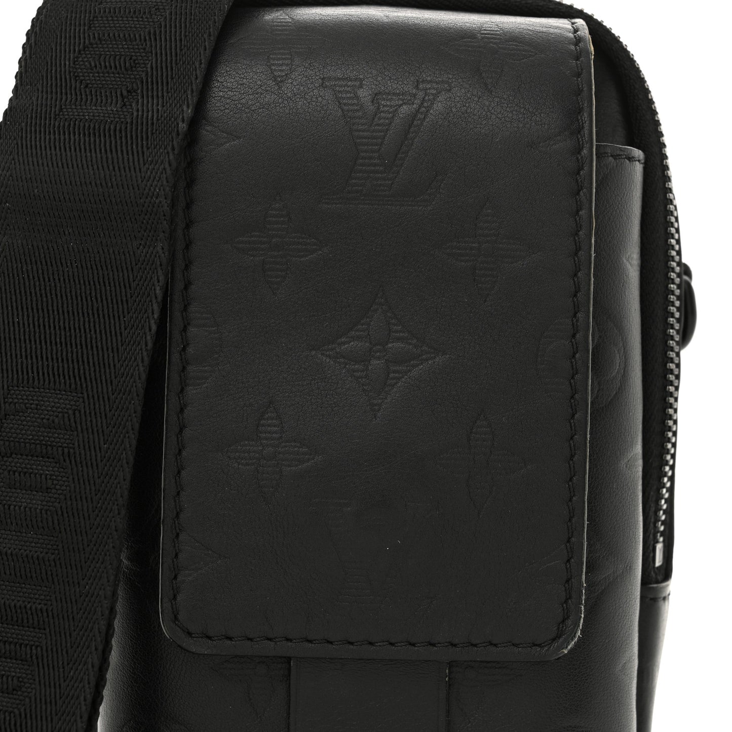 Calfskin Monogram Shadow Double Phone Pouch NM Black