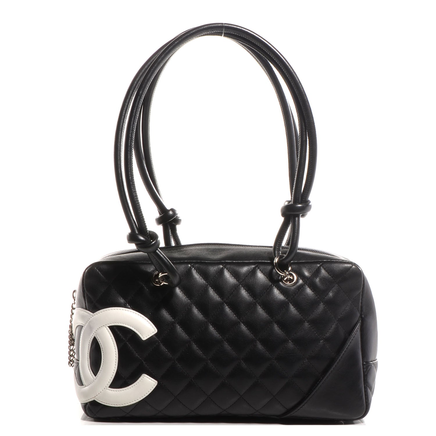 Chanel Calfskin Quilted Large Cambon Bowler Black White 1 of 7