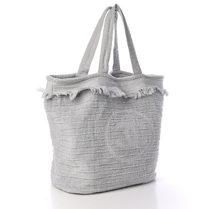 Chanel Terry Cotton CC Beach Tote Towel Set Grey 4 of 11