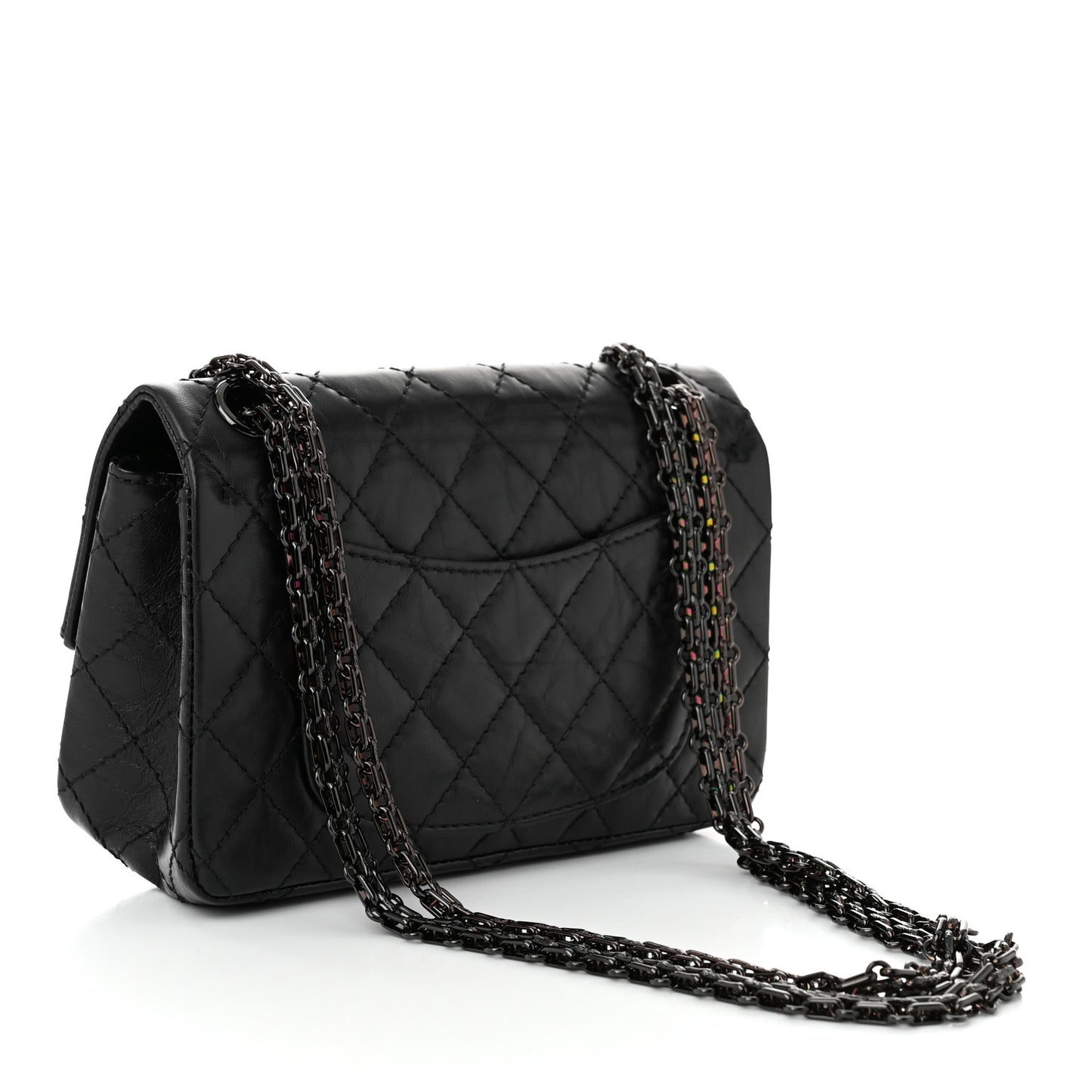 Aged Calfskin Quilted 2.55 Reissue Mini Flap So Black