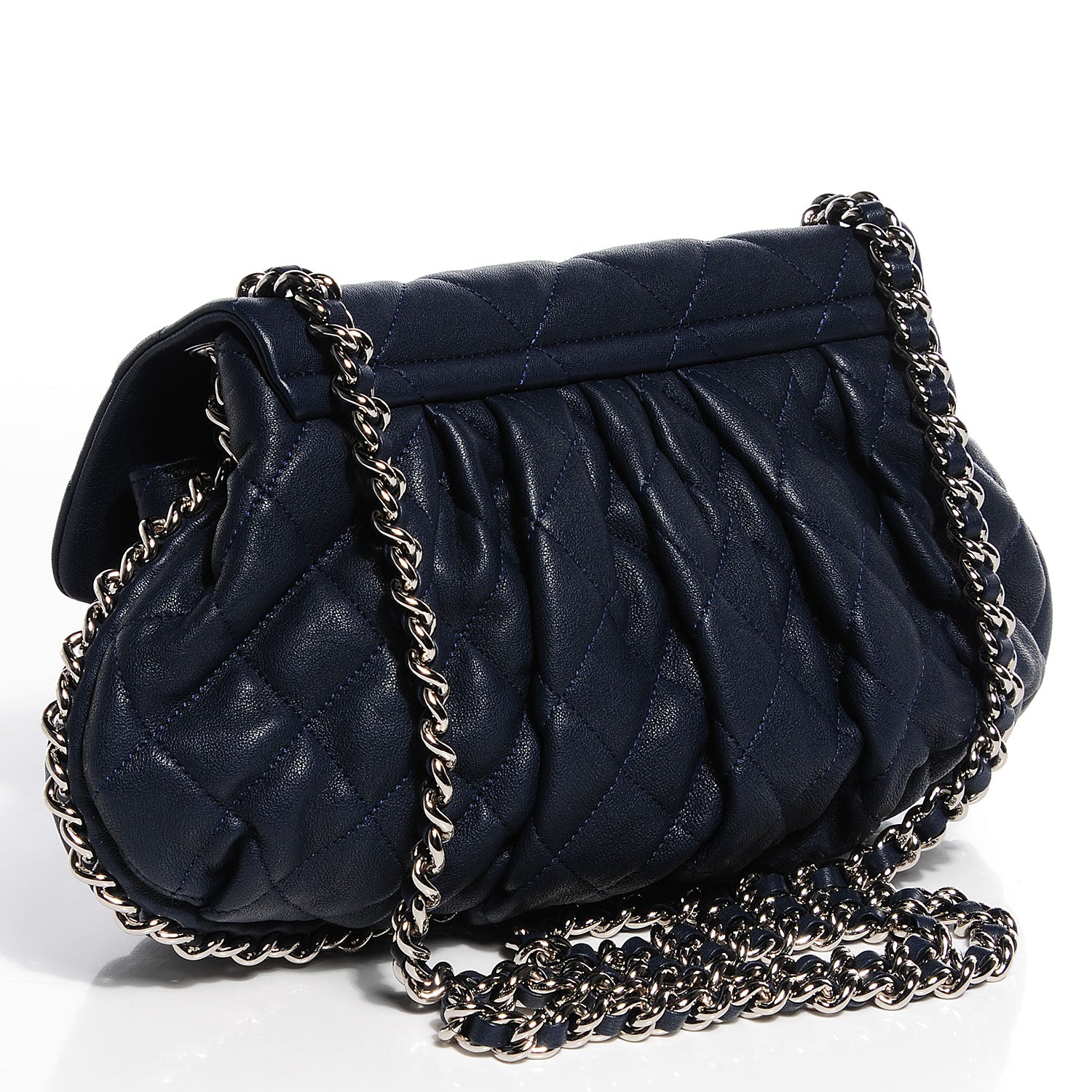 Chanel Washed Lambskin Chain Around Medium Messenger Bag Navy Blue 3 of 9