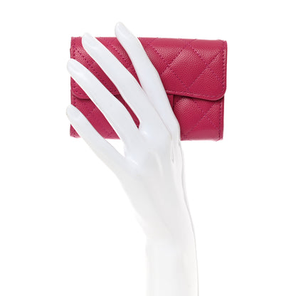 Chanel Caviar Quilted Flap Card Holder Wallet Pink 2 of 9