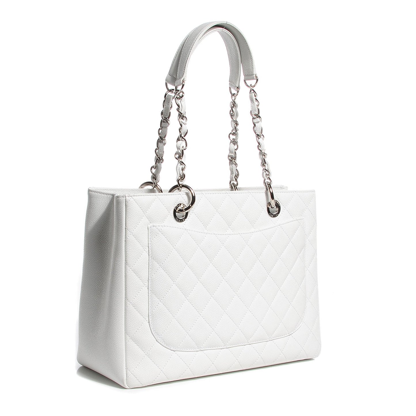 Caviar Quilted Grand Shopping Tote GST White