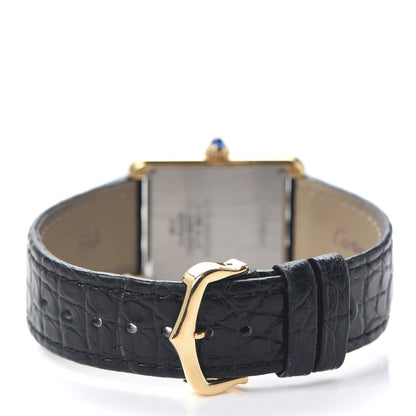 Cartier Stainless Steel 18K Yellow Gold Alligator 24mm Tank Solo Quartz Watch 3 of 5