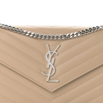Saint Laurent Grain De Poudre Matelasse Chevron Monogram Chain Wallet Nude Powder 8 of 11