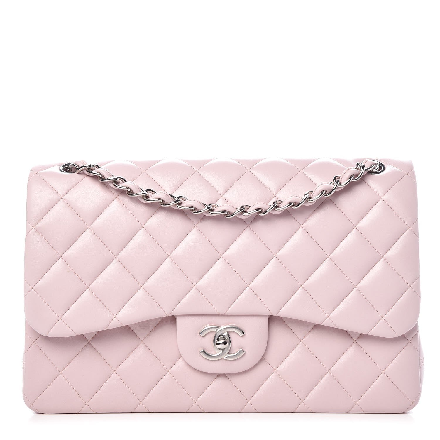 Chanel Lambskin Quilted Jumbo Double Flap Light Pink 1 of 10