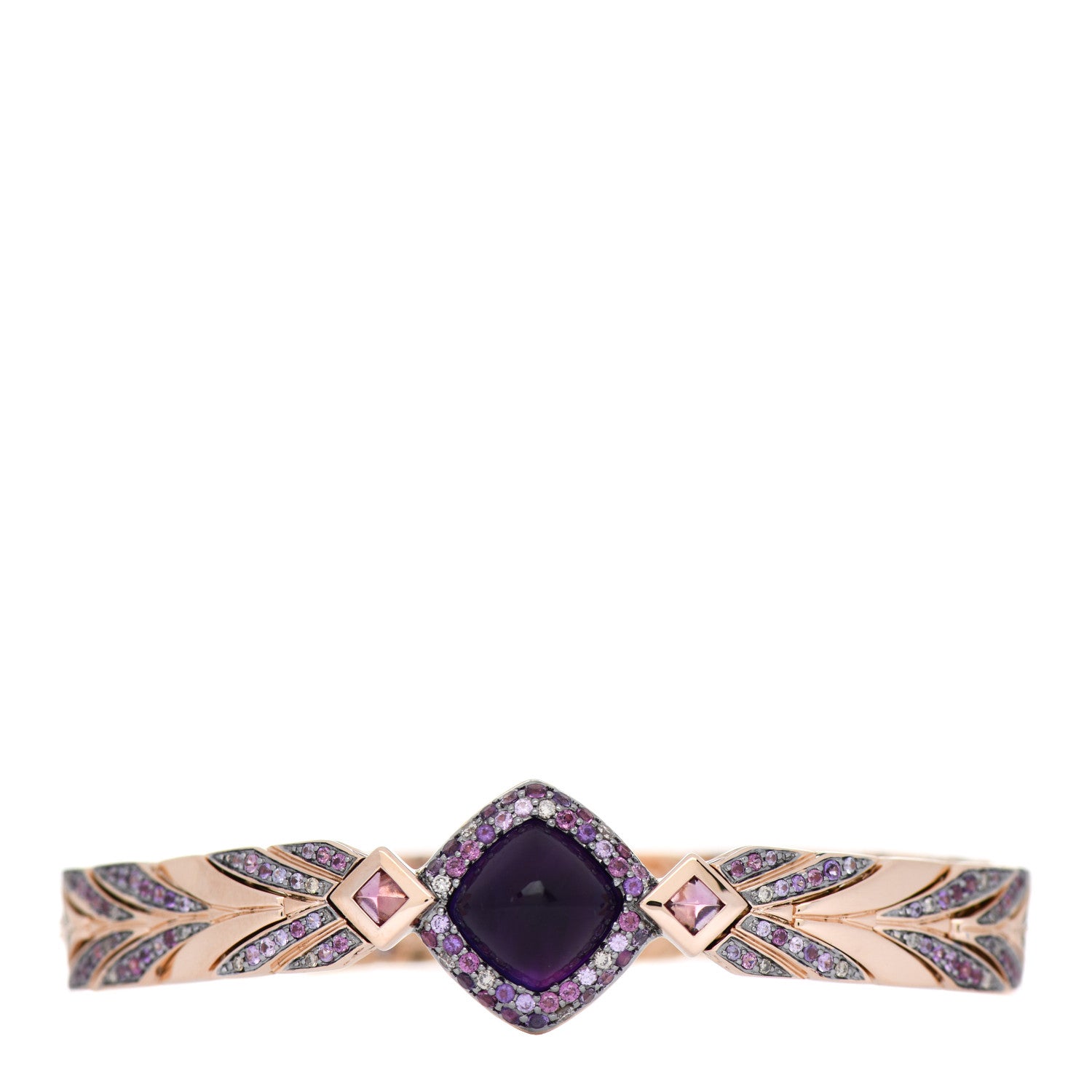 John Hardy 18K Rose Gold Diamond Multi-Gemstone Cinta Bracelet 1 of 3