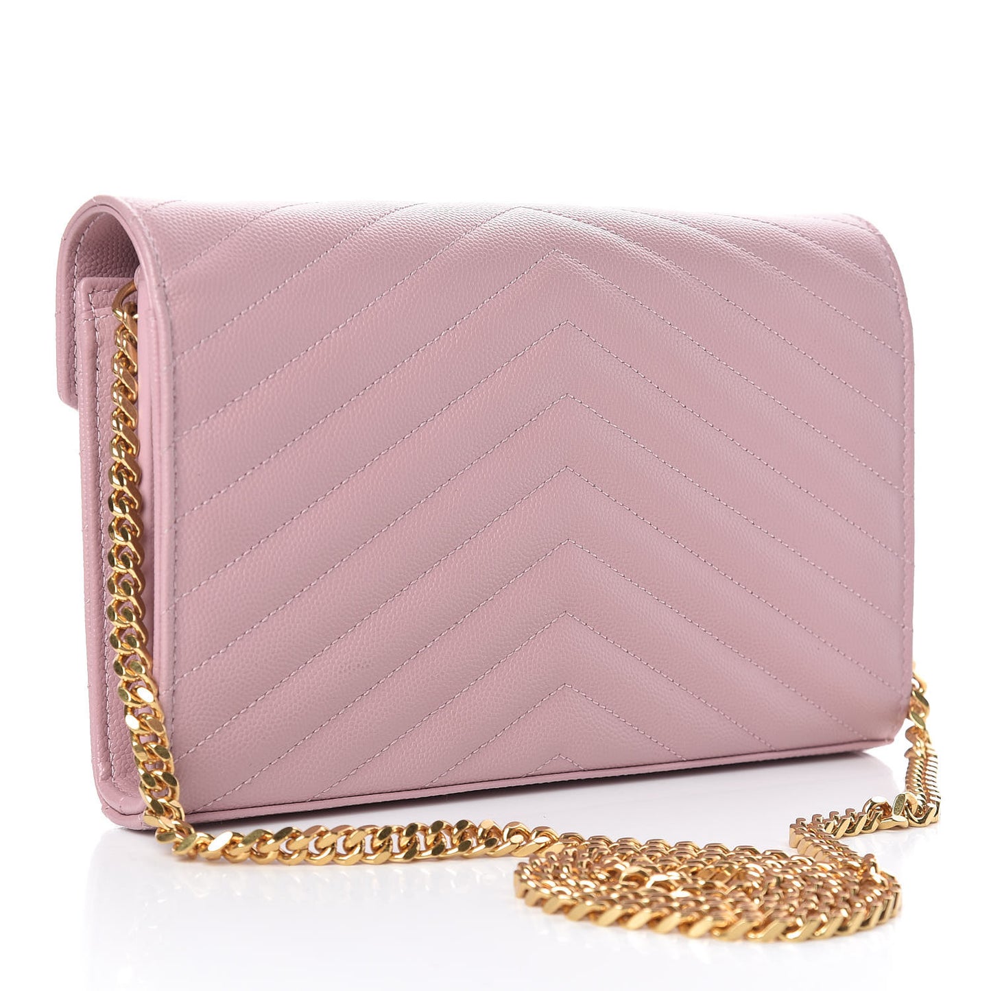 Grain De Poudre Matelasse Chevron Monogram Chain Wallet Tender Pink