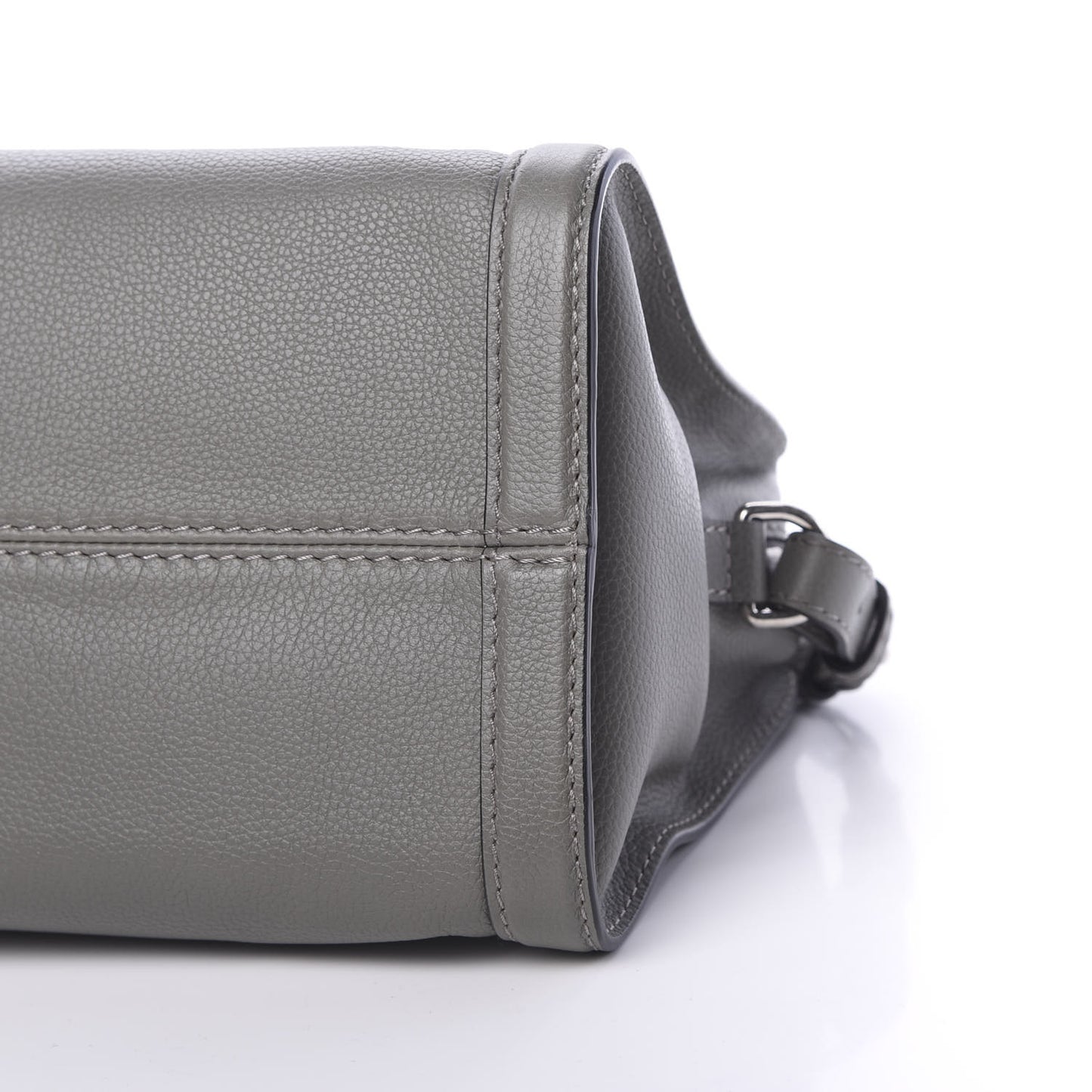 Pebbled Calfskin Small Skull Padlock Zip Around Tote Dark Grey