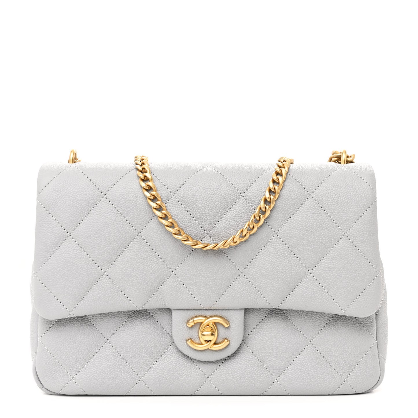 Caviar Quilted Sweetheart Flap Grey