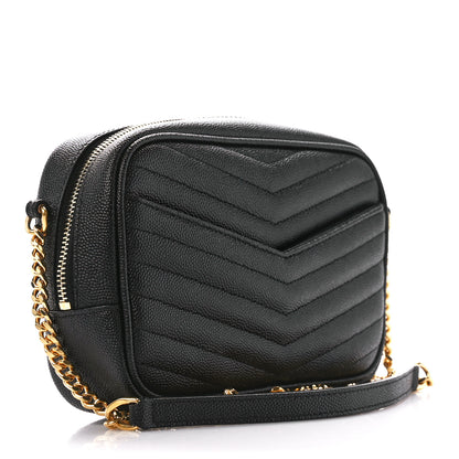 Saint Laurent Grain De Poudre Matelasse Monogram Mini Lou Camera Bag Black 3 of 11
