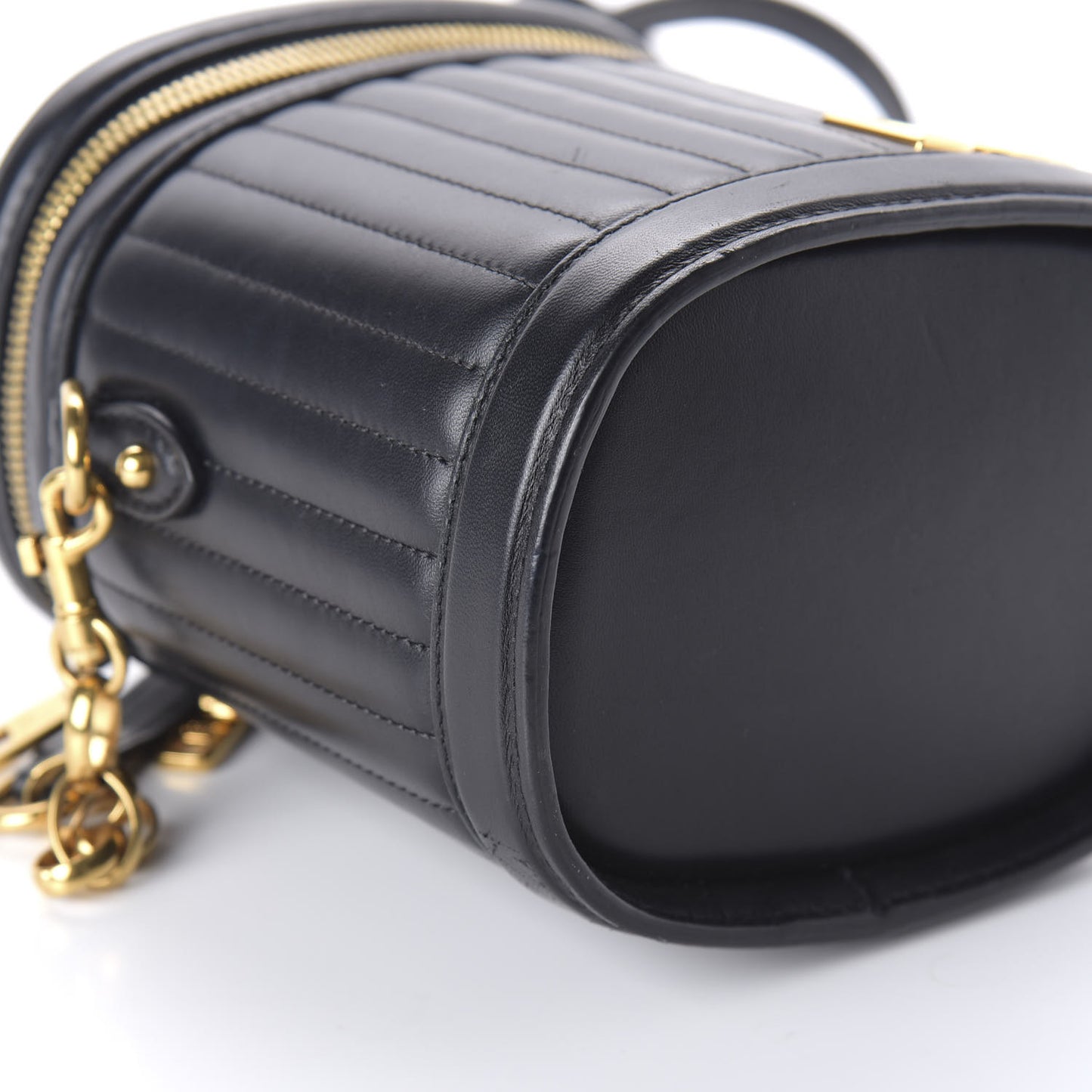 Nappa Quilted DG Girls Top Handle Bucket Bag Black