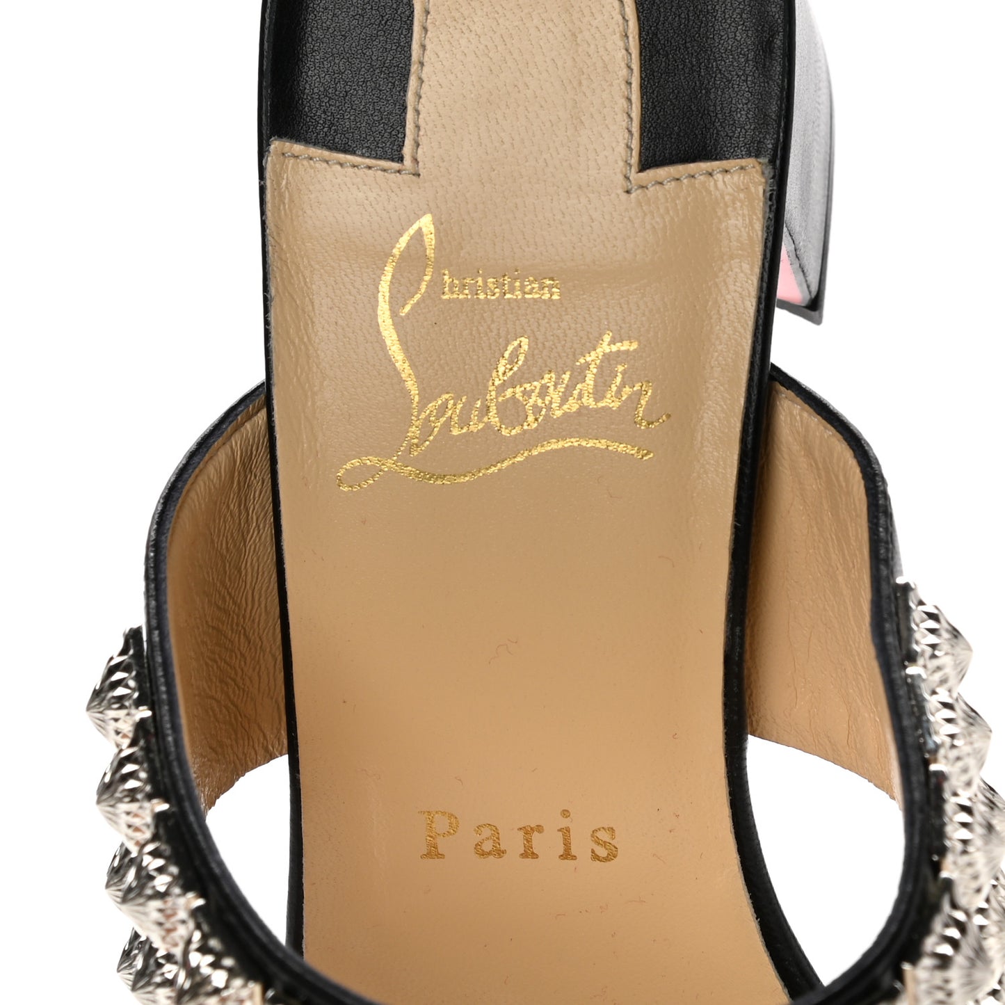 Calfskin Studded Tina Goes Mad 55 Slide Sandals 40 Black