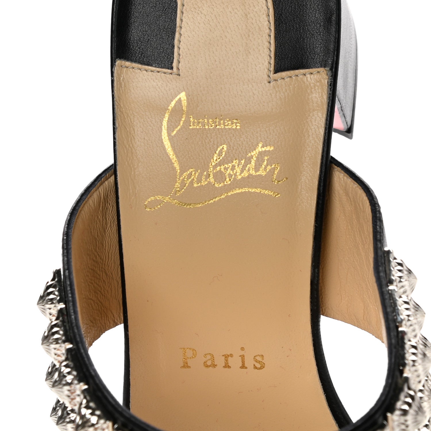Christian Louboutin Calfskin Studded Tina Goes Mad 55 Slide Sandals 40 Black 7 of 7