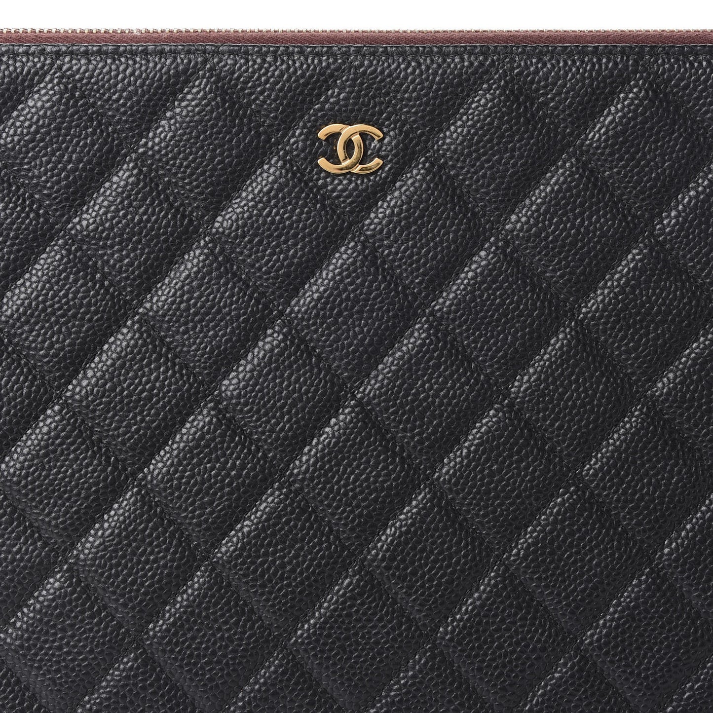 Caviar Quilted Large Cosmetic Case Black