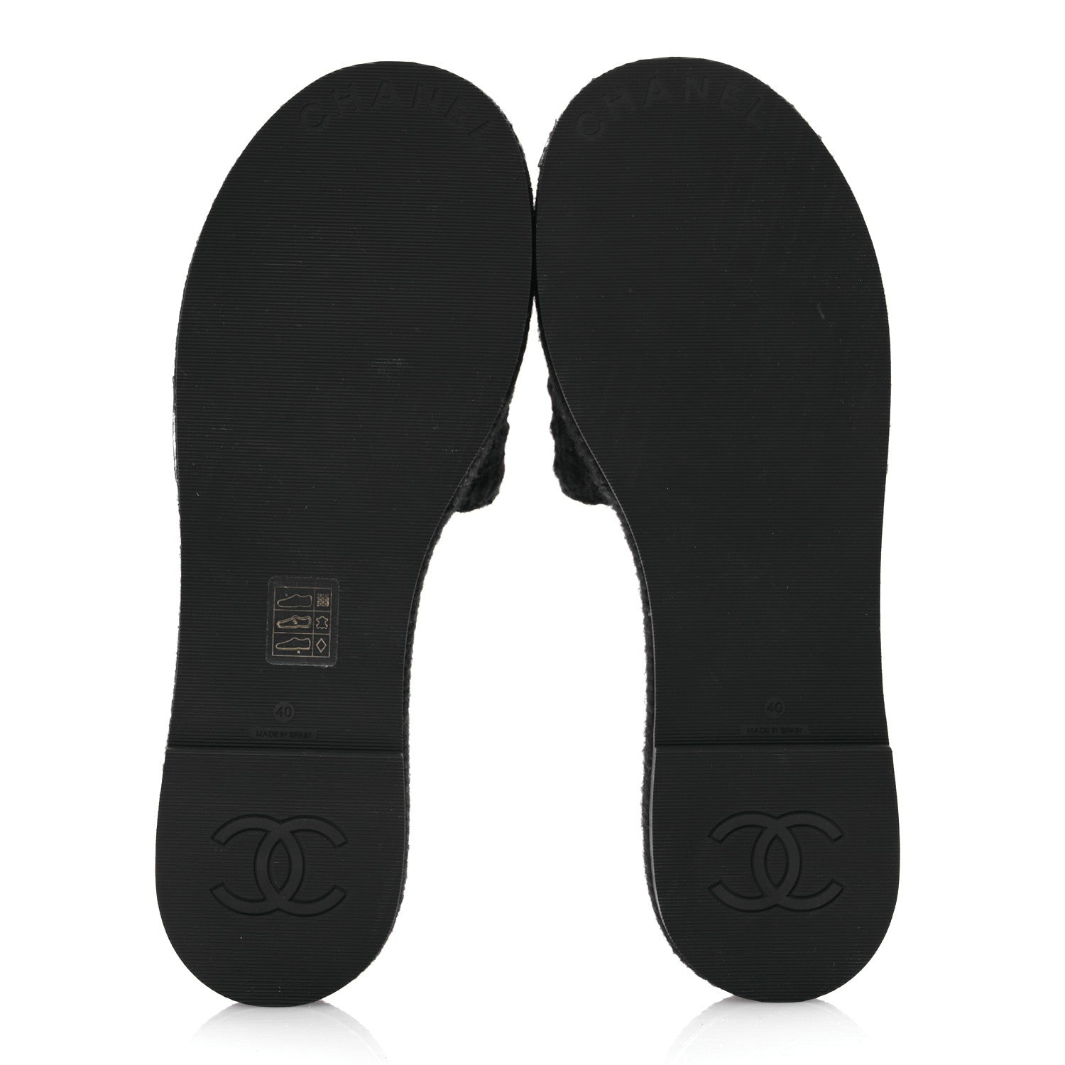 Chanel Wool Alpaca Chain CC Slide Sandals 40 Black 7 of 11