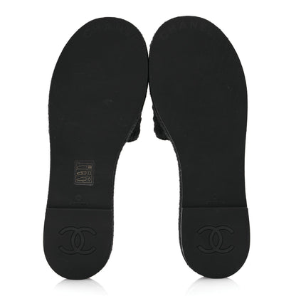 Chanel Wool Alpaca Chain CC Slide Sandals 40 Black 7 of 11