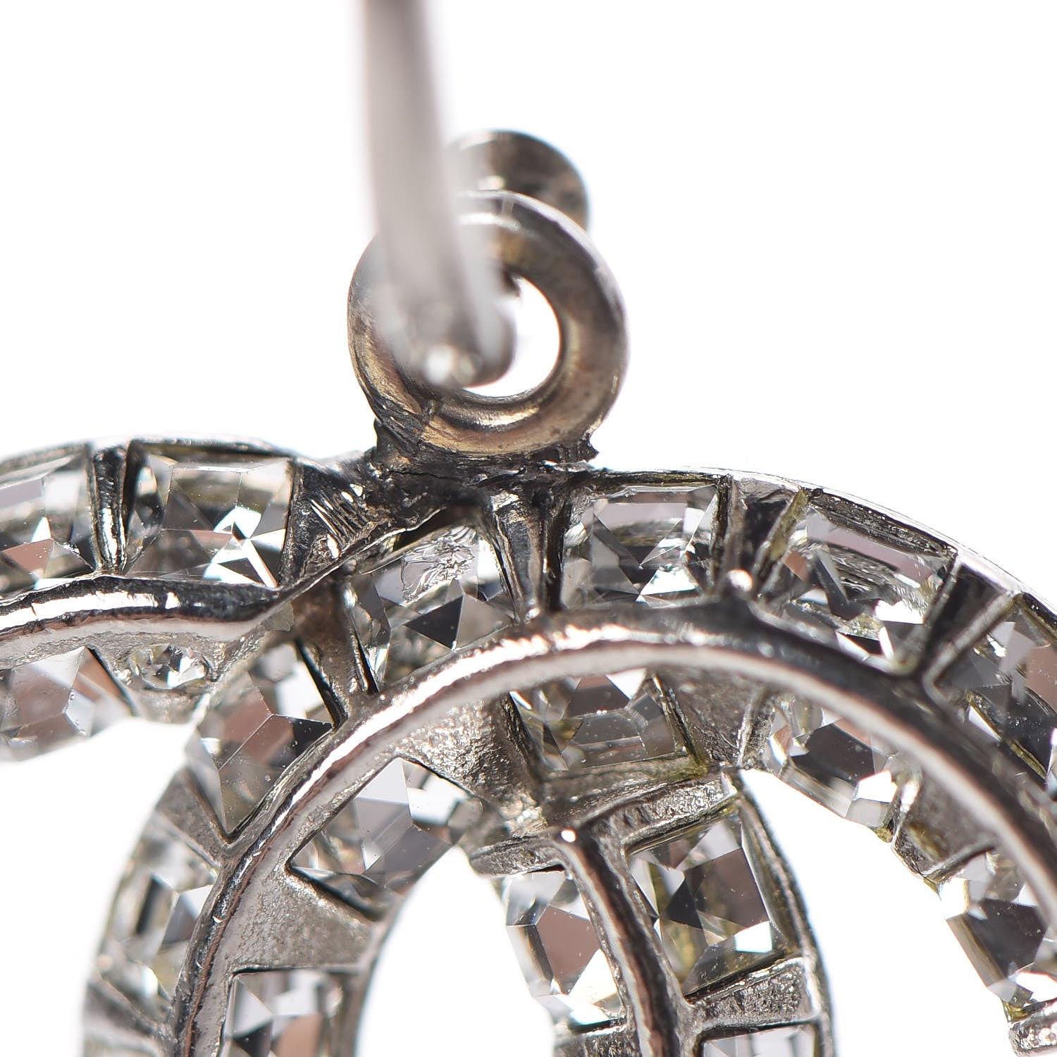 Chanel Baguette Crystal CC Dangle Earrings Silver 5 of 6