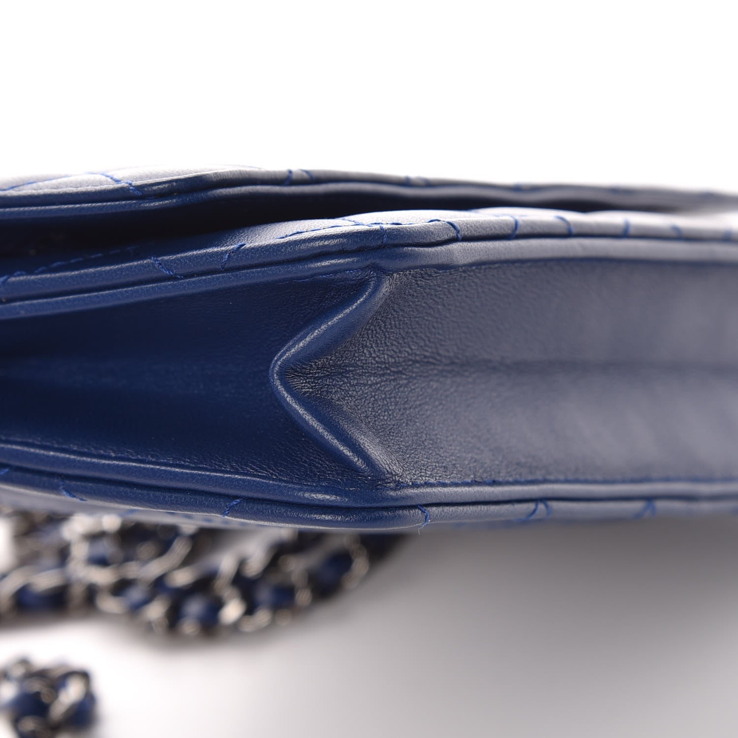 Chanel Lambskin Quilted Wallet On Chain WOC Dark Blue 5 of 11