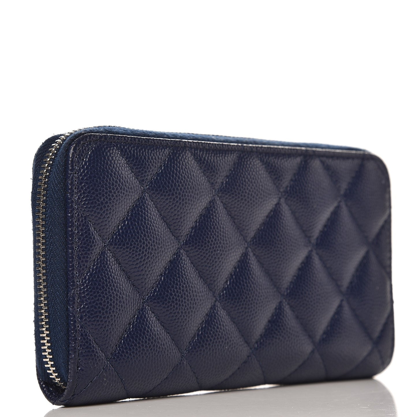 Caviar Quilted Medium Zip Around Wallet Navy