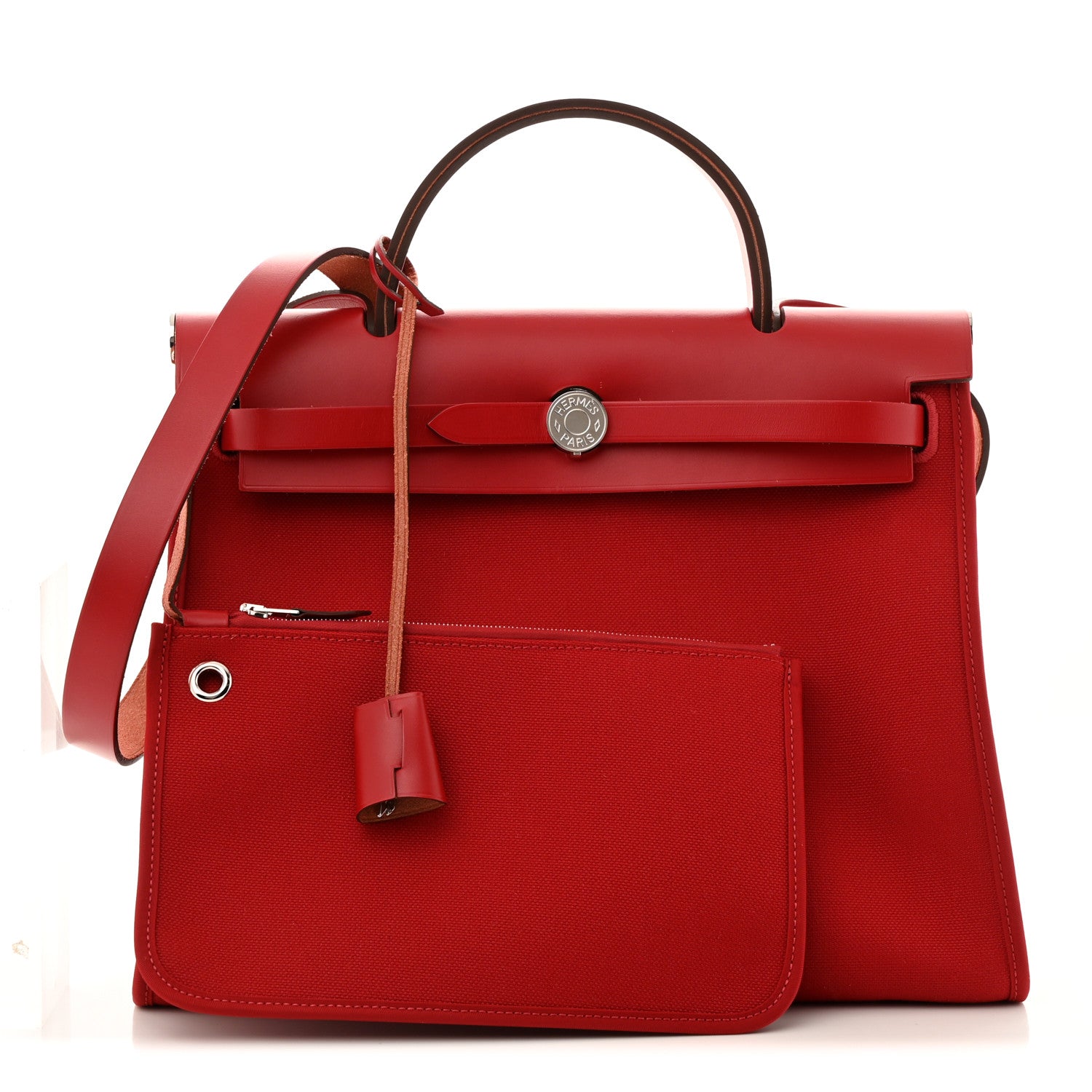 Hermes Military Toile Vache Hunter Herbag Zip PM 31 Rouge Piment 3 of 15
