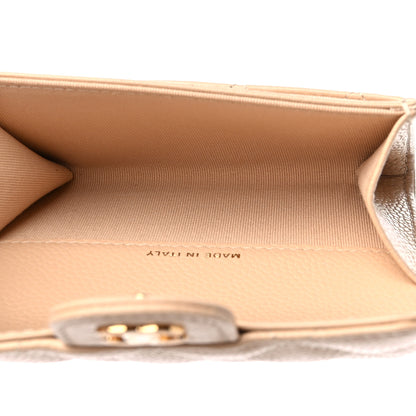 Chanel Caviar Quilted Flap Card Holder Wallet Beige 5 of 10