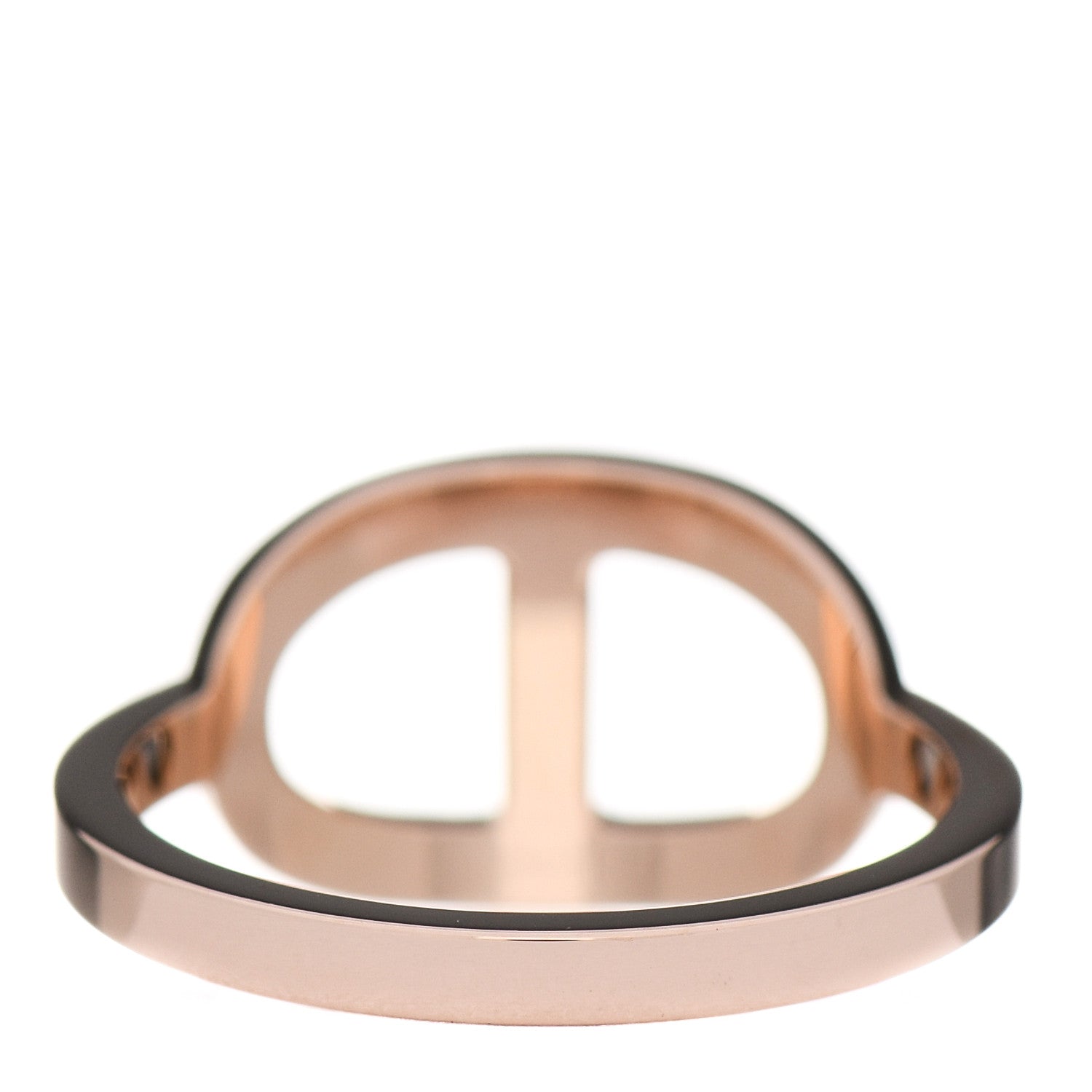 Hermes 18K Rose Gold Diamond MM Chaine d'Ancre Contour Ring 53 6.5 3 of 5