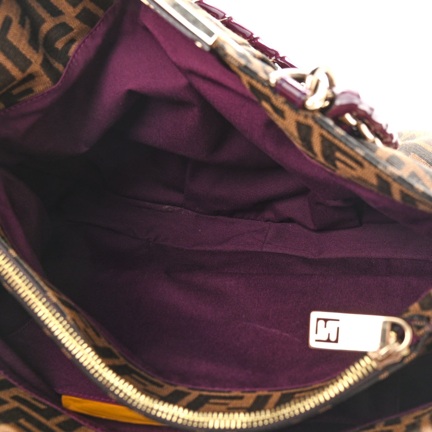 Fendi Zucca Patent Mia Tote Tobacco Burgundy 5 of 12