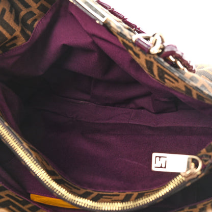 Fendi Zucca Patent Mia Tote Tobacco Burgundy 5 of 12