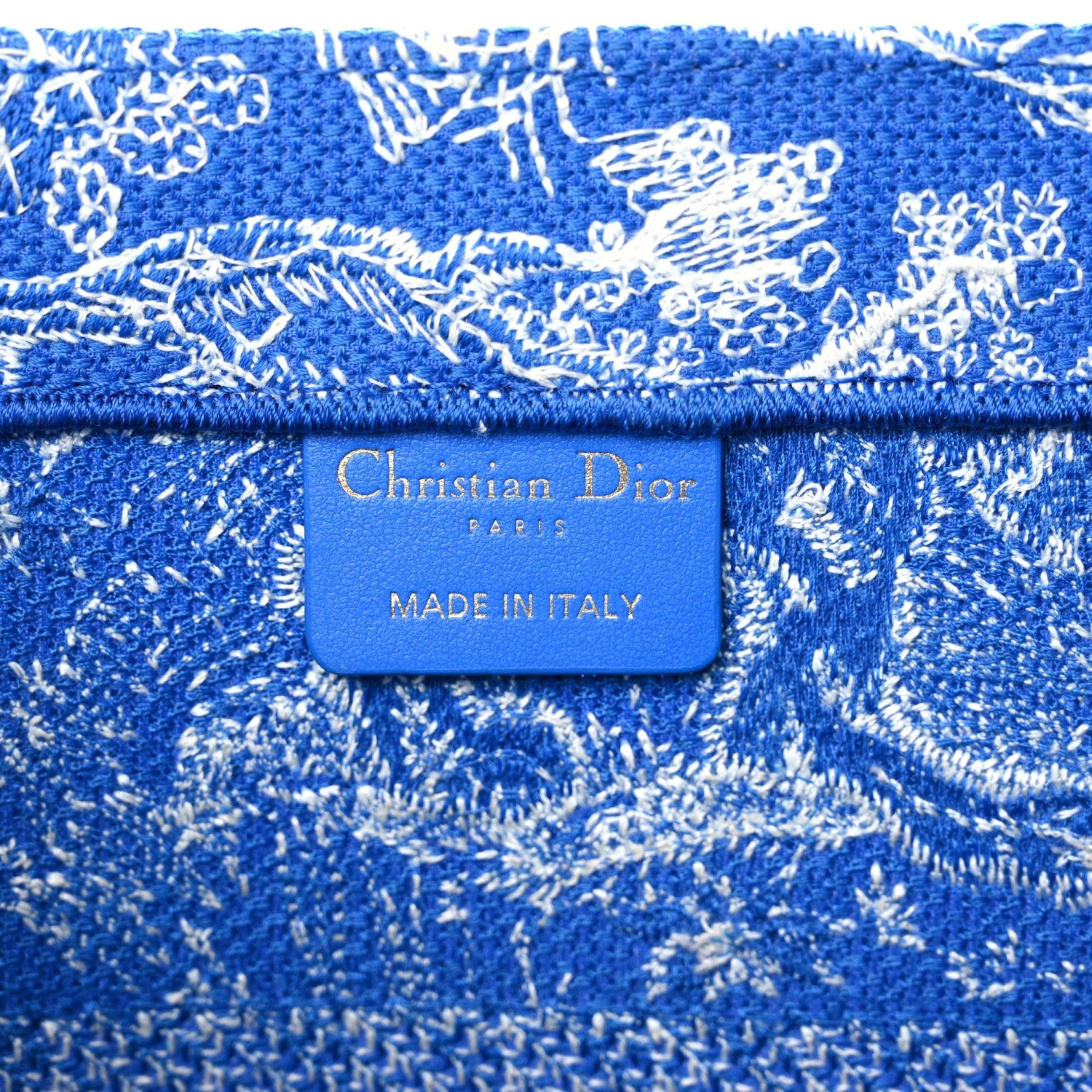 Christian Dior Canvas Embroidered Medium Dioriviera Toile De Jouy Book Tote Fluorescent Blue 9 of 11