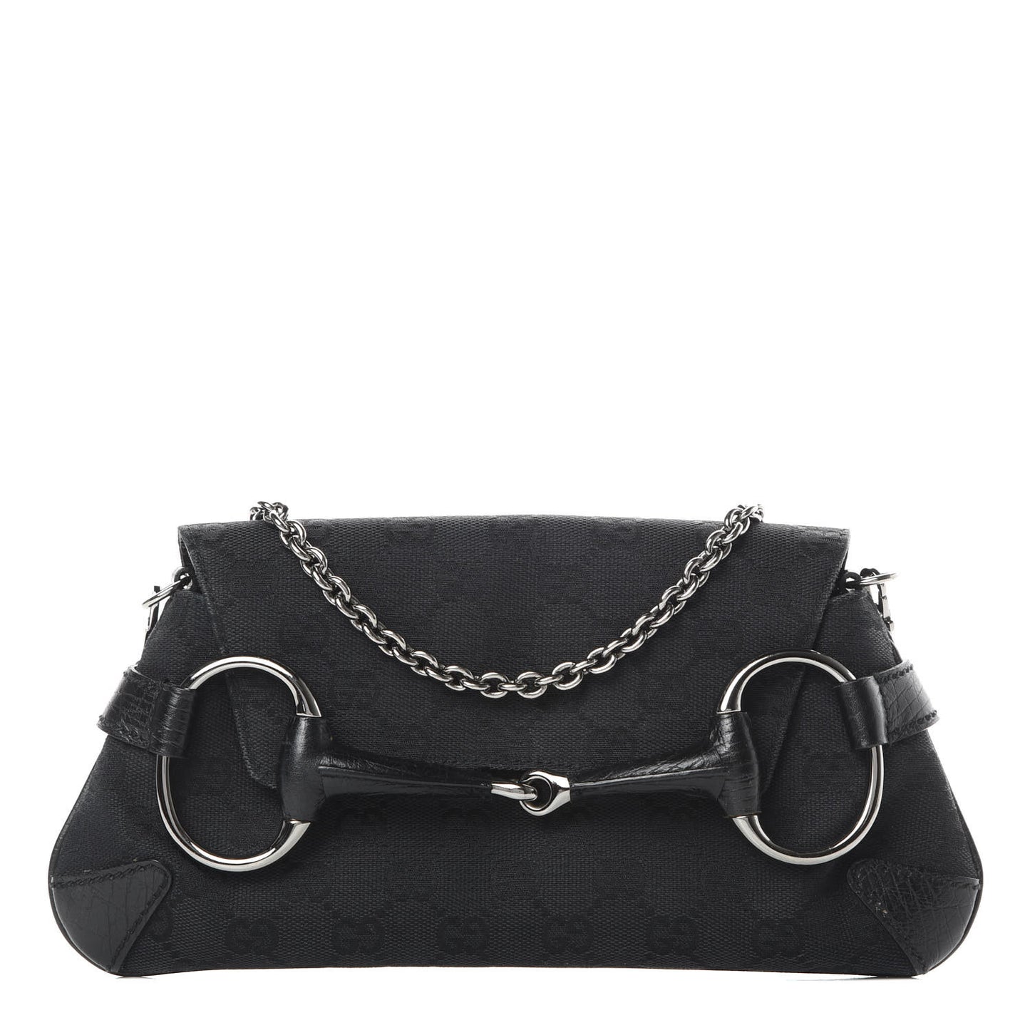 Monogram Horsebit Chain Clutch Black
