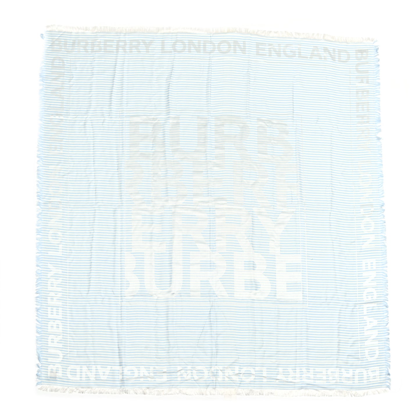 Silk Wool Burberry London England Square Scarf Blue