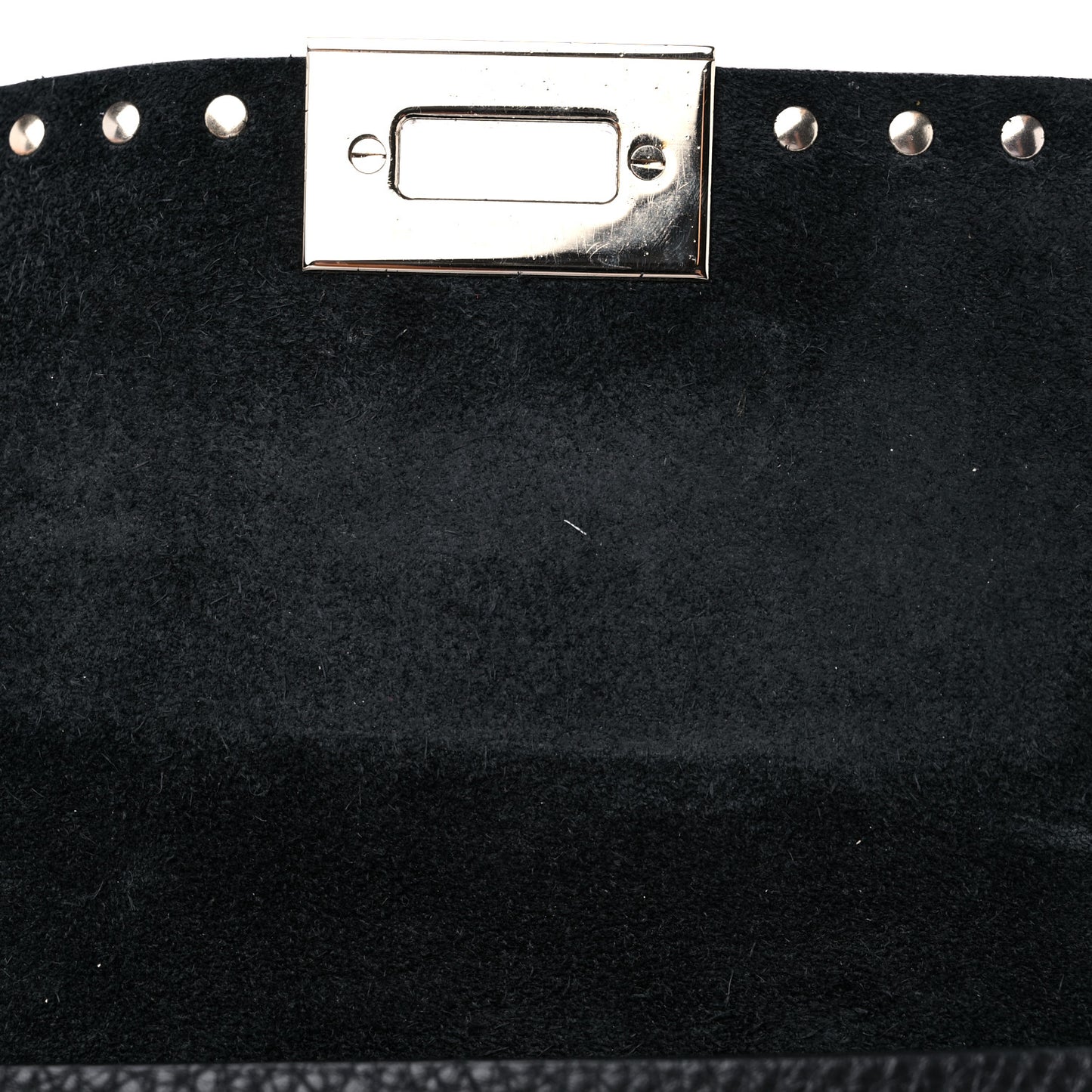 Grainy Calfskin Small Rockstud Top Handle Bag Black