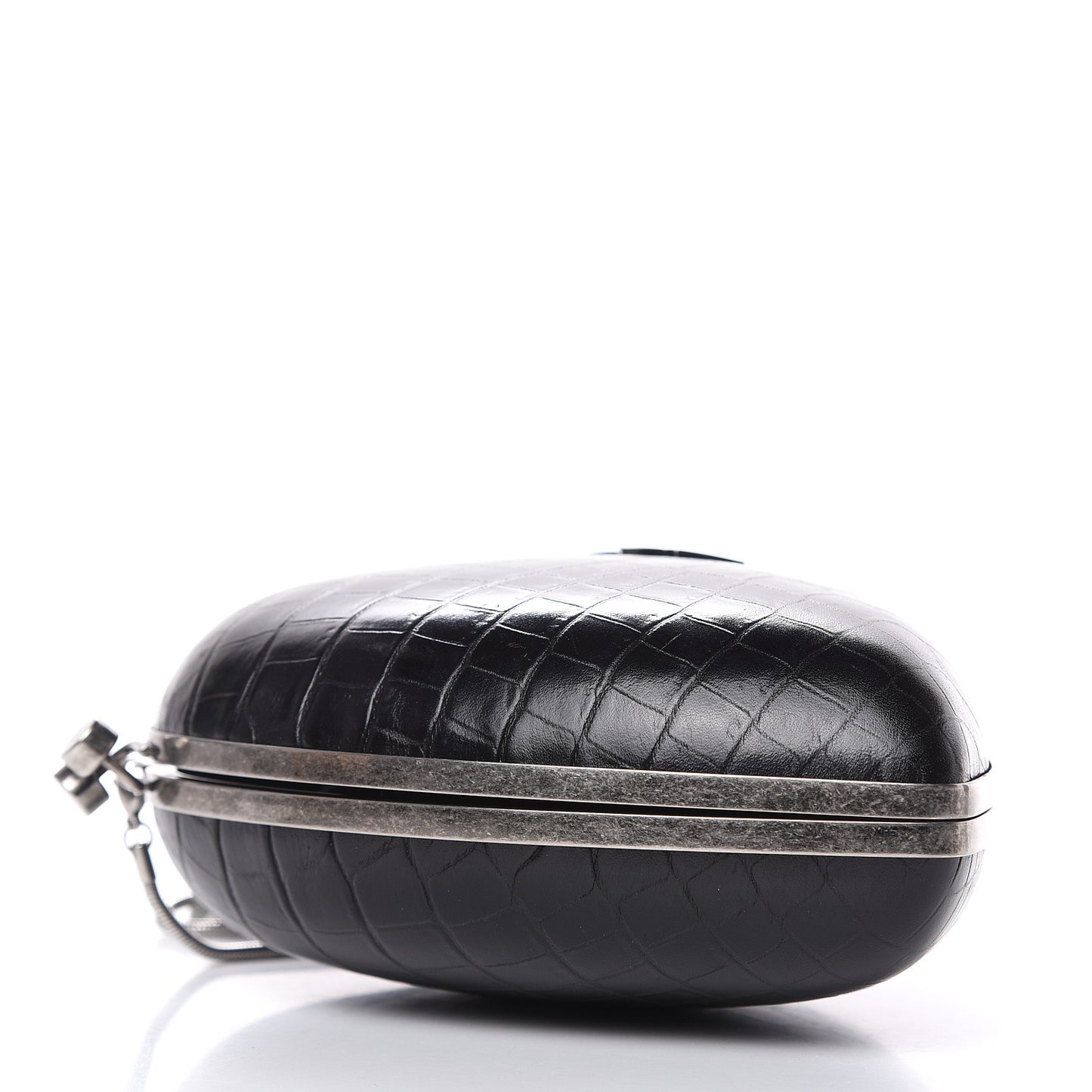 Calfskin Crocodile Embossed Monogram Love Box Bag Black