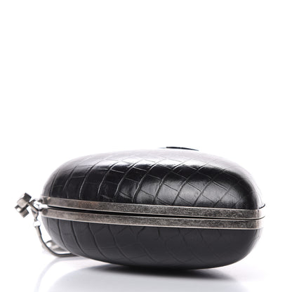 Saint Laurent Calfskin Crocodile Embossed Monogram Love Box Bag Black 4 of 10