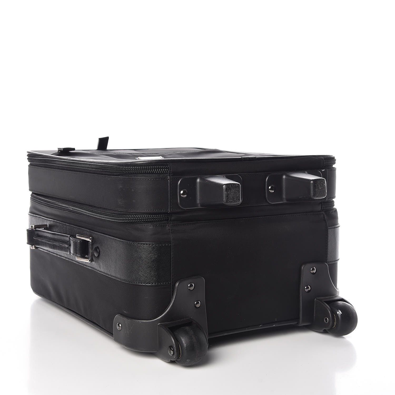 Prada Tessuto Nylon Saffiano Trolley Luggage Black 4 of 11
