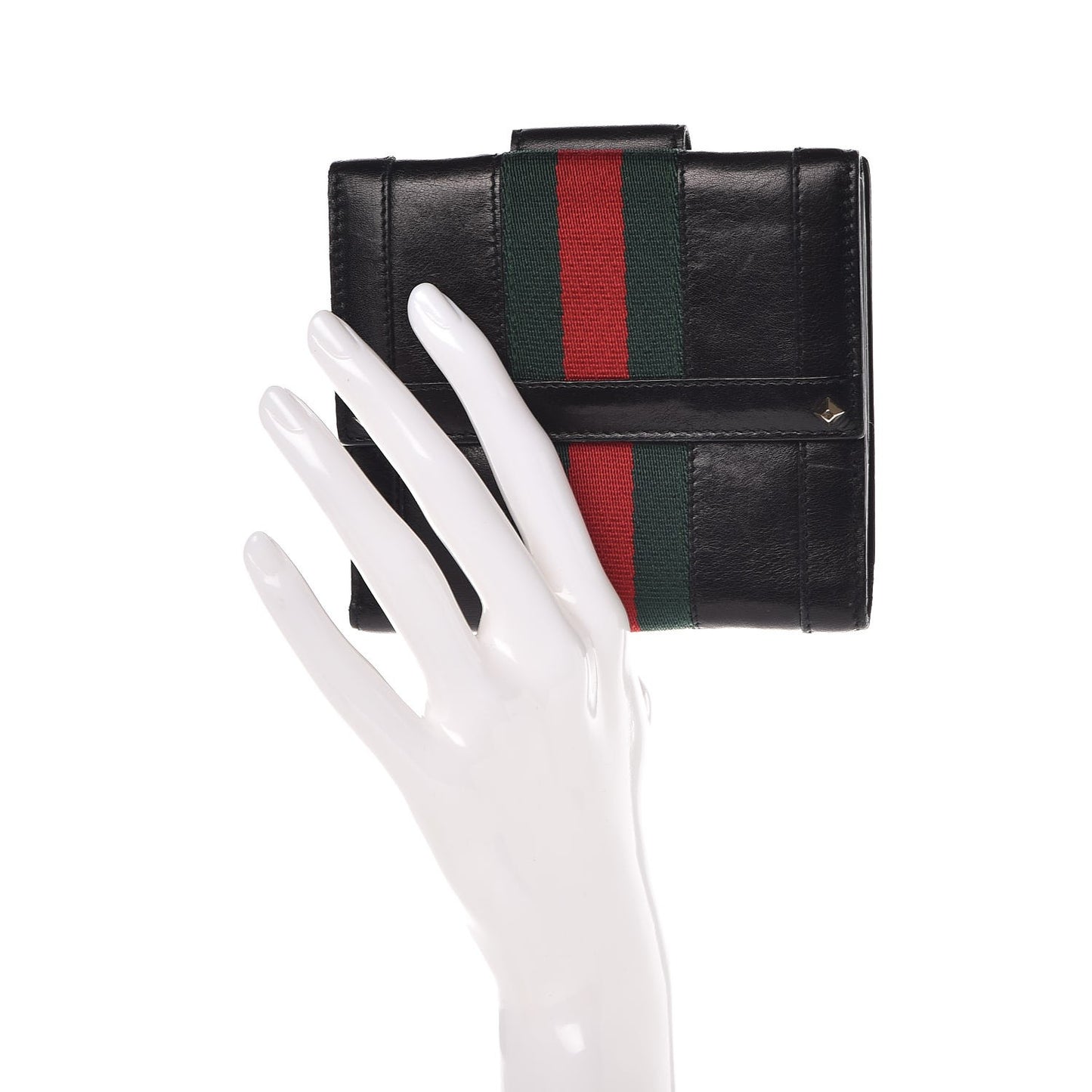 Calfskin Web Compact Wallet Black