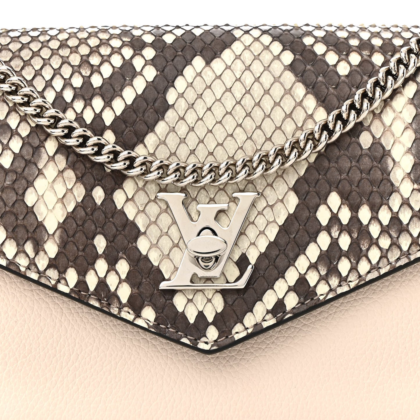 Soft Calfskin Snakeskin My Lockme Chain Bag Pochette Black