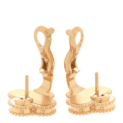Van Cleef & Arpels 18K Yellow Gold Guilloche Vintage Alhambra Earrings 3 of 4