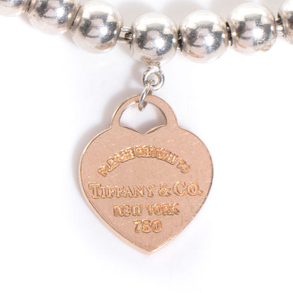 Tiffany Sterling Silver 18K Rose Gold Return to Heart Bead Bracelet 2 of 9