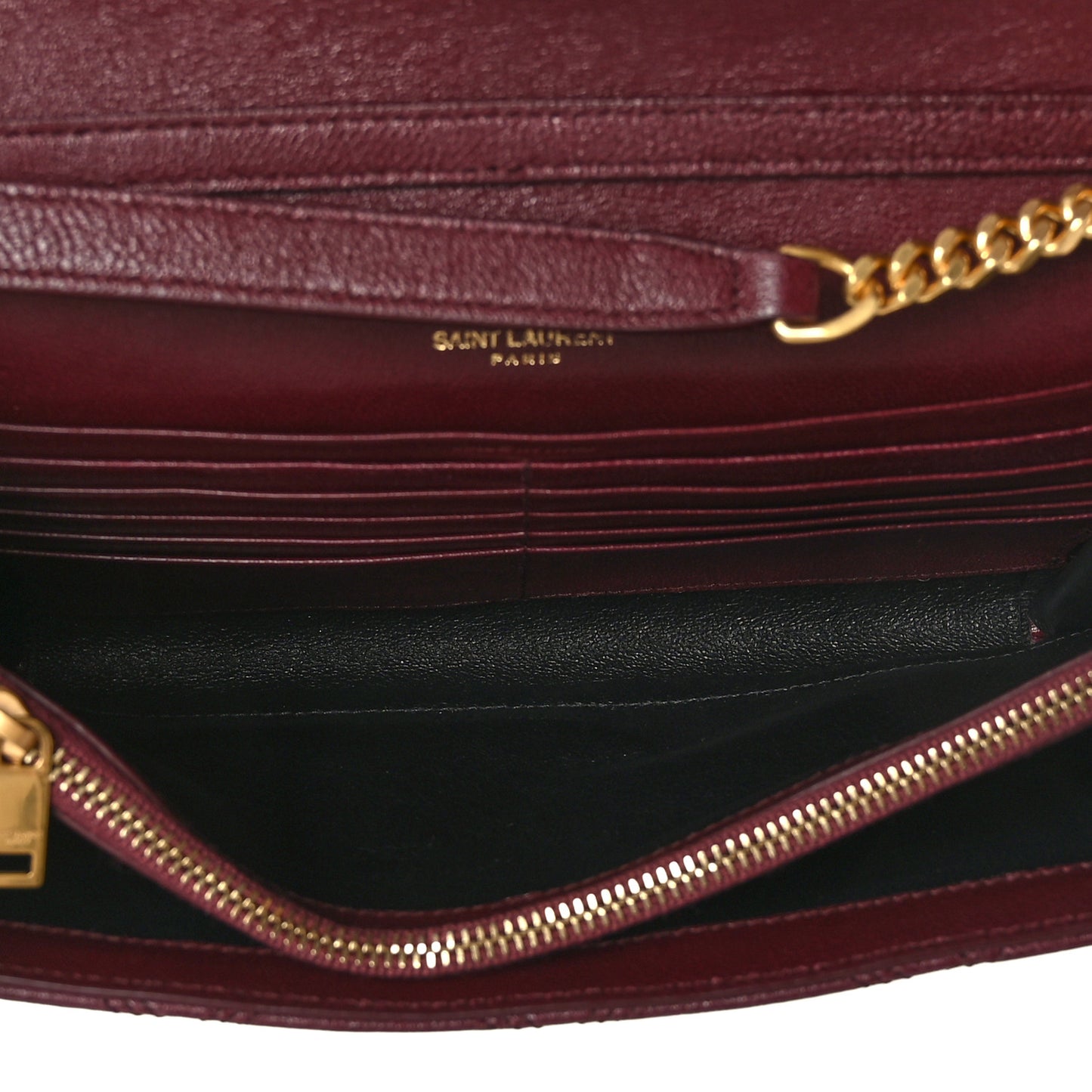 Lambskin Diamond Quilted Becky Chain Wallet in Burgundy