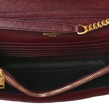 Saint Laurent Lambskin Diamond Quilted Becky Chain Wallet in Burgundy 6 of 9