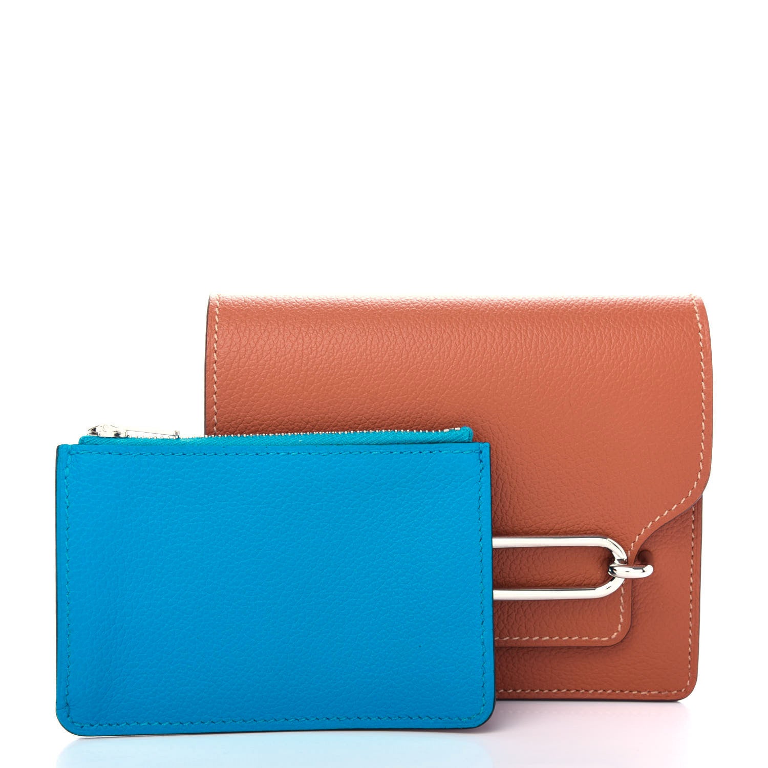 Hermes Evercolor Bi-Color Roulis Slim Wallet Blush Bleu Frida 2 of 8