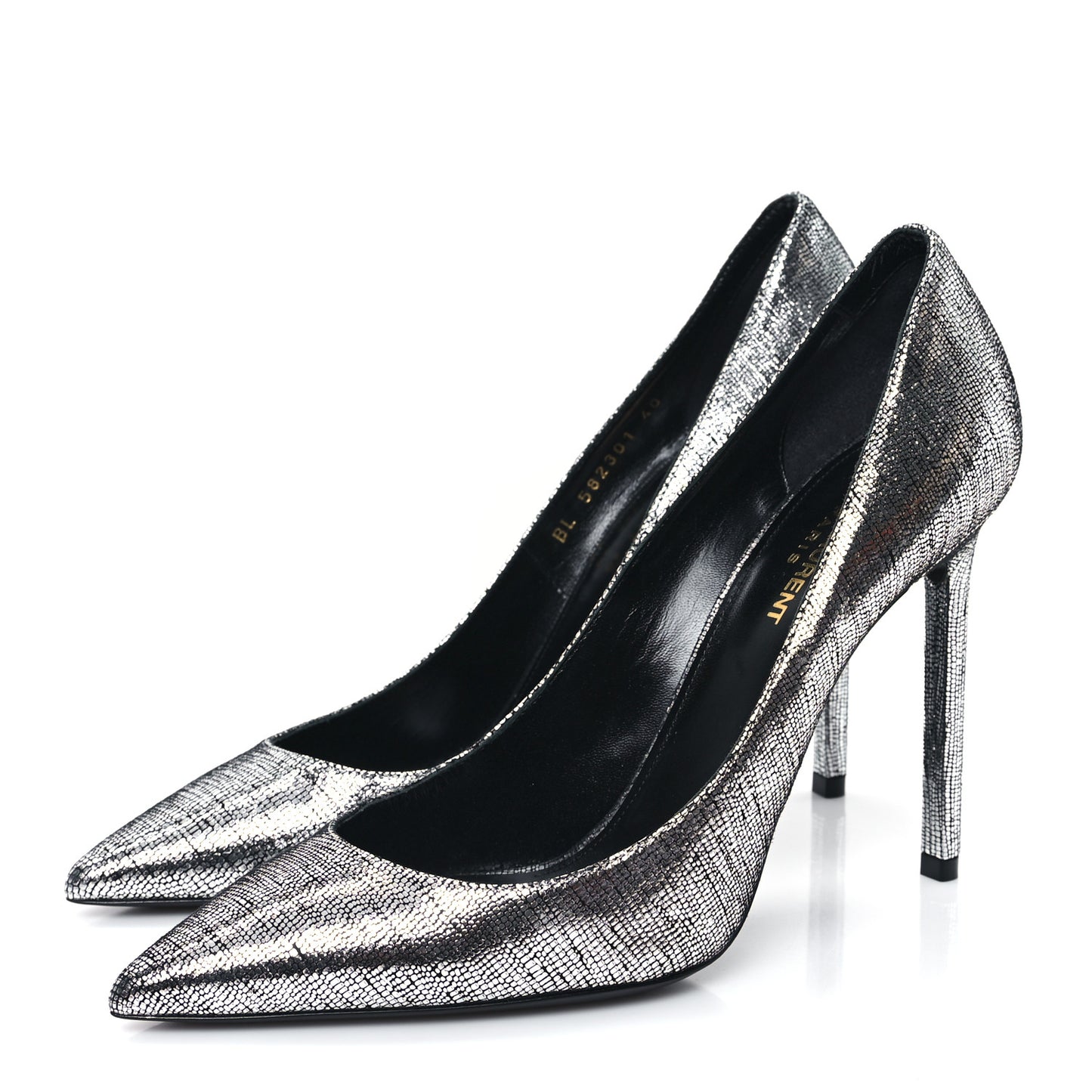 Metallic Calfskin Anja 105 Pumps 40 Argento