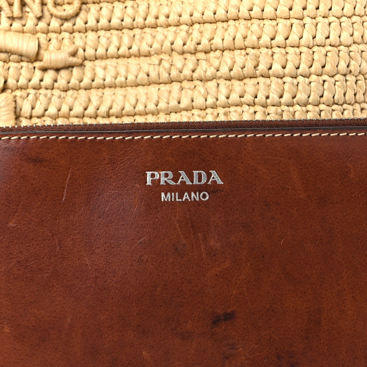 Prada Crochet Vitello Secchiello Bucket Bag Naturale Brandy 8 of 12