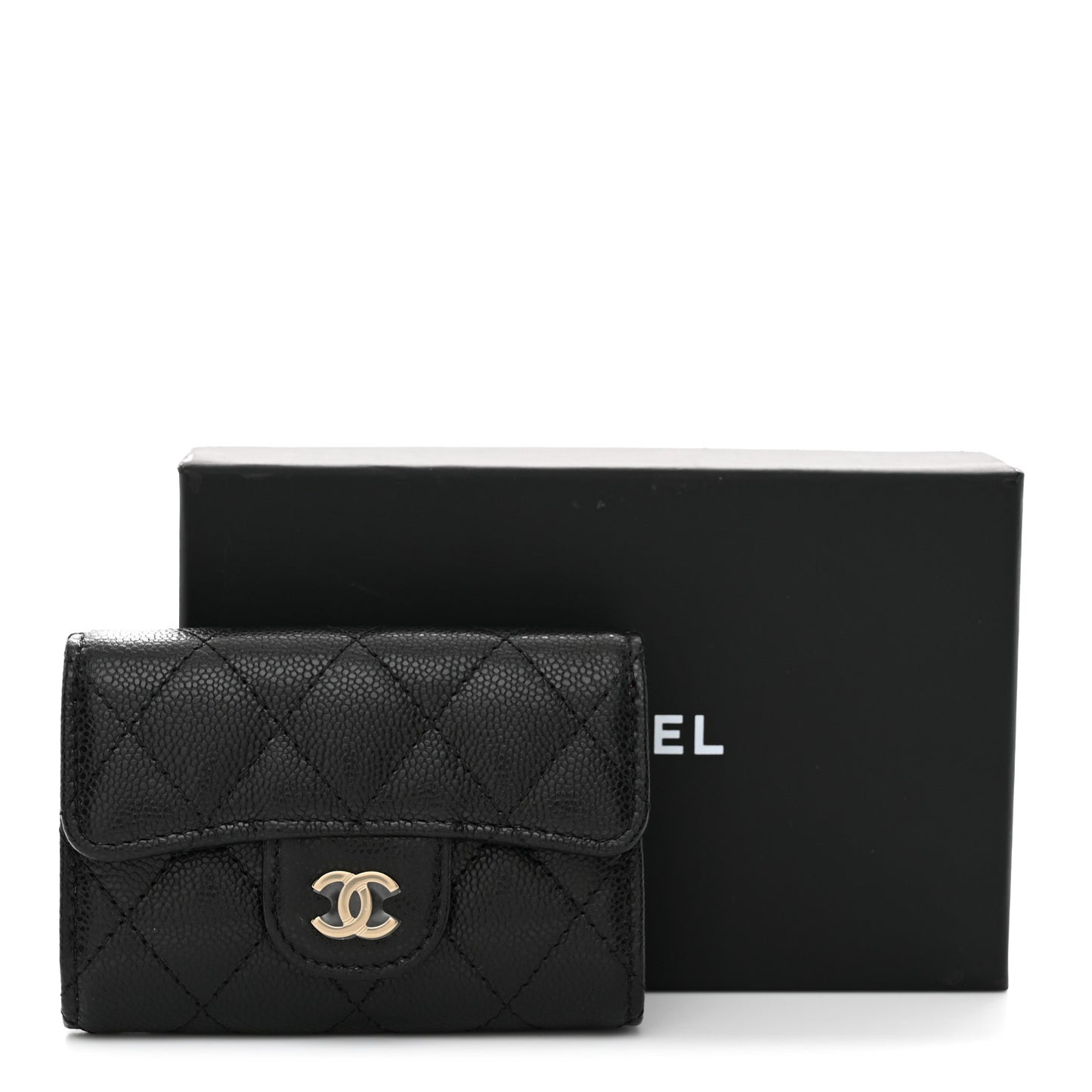 Caviar Quilted Classic 4 Key Holder Wallet Black