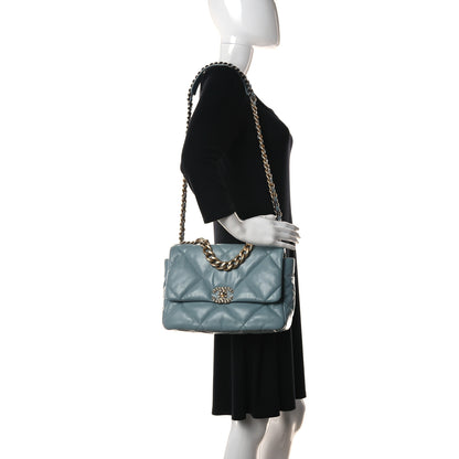 Chanel Lambskin Quilted Large Chanel 19 Flap Light Blue 2 of 11