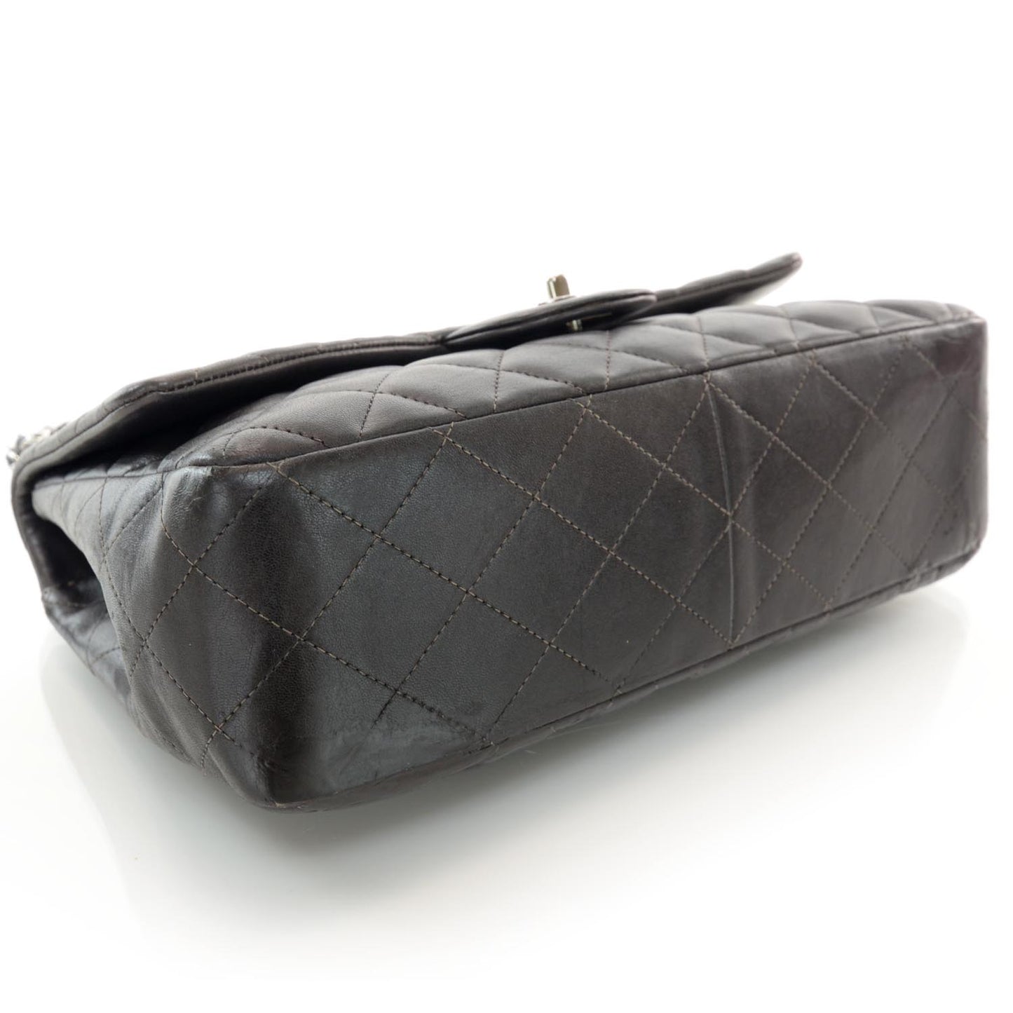 Lambskin Jumbo Single Flap Gris Fonce