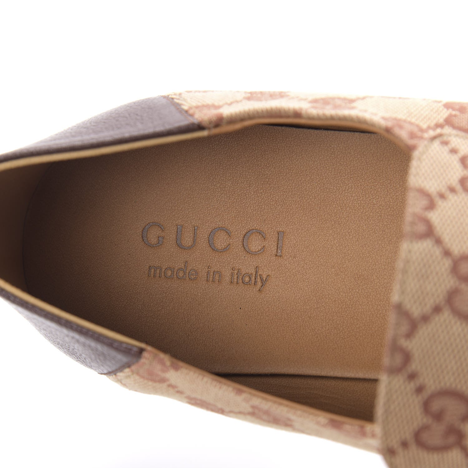 Gucci GG Monogram Goatskin Web Mens Horsebit Loafers 10 Beige Ruggine Light Brown 7 of 9