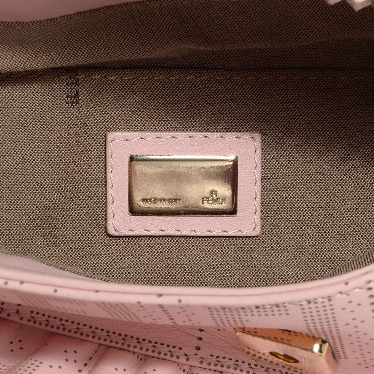 Fendi Calfskin Perforated Small Chef Shoulder Bag Pink 6 of 9